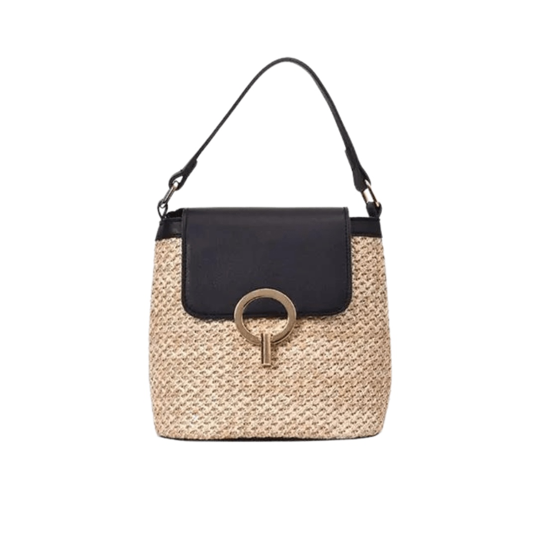 Marisol | Straw and Vegan Leather Beach Bag