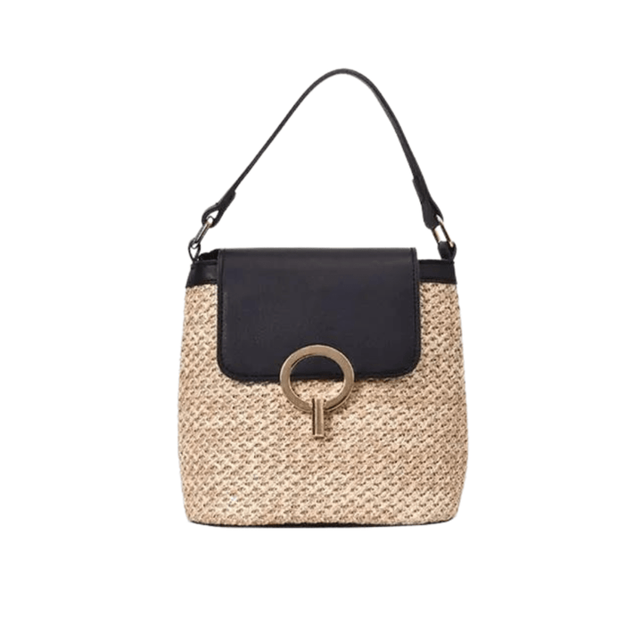 Marisol | Straw and Vegan Leather Beach Bag