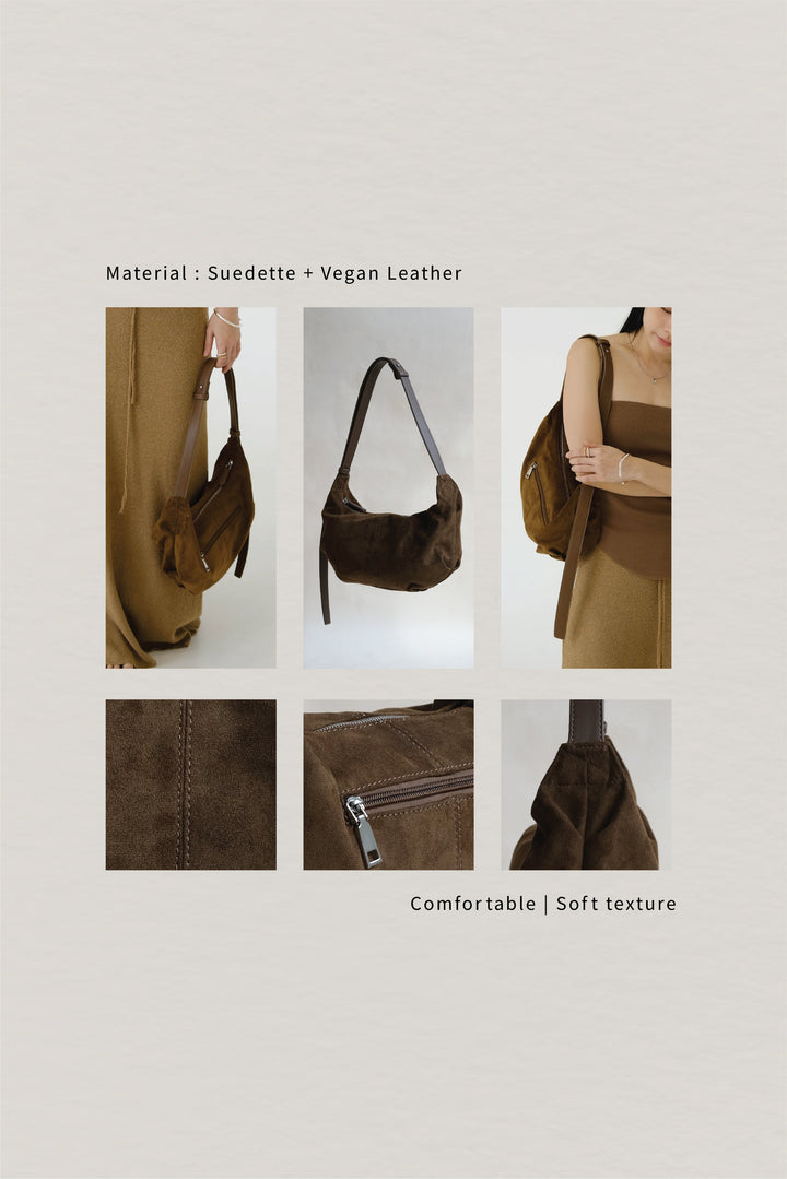 Suki | Black Suedette Dumpling Bag