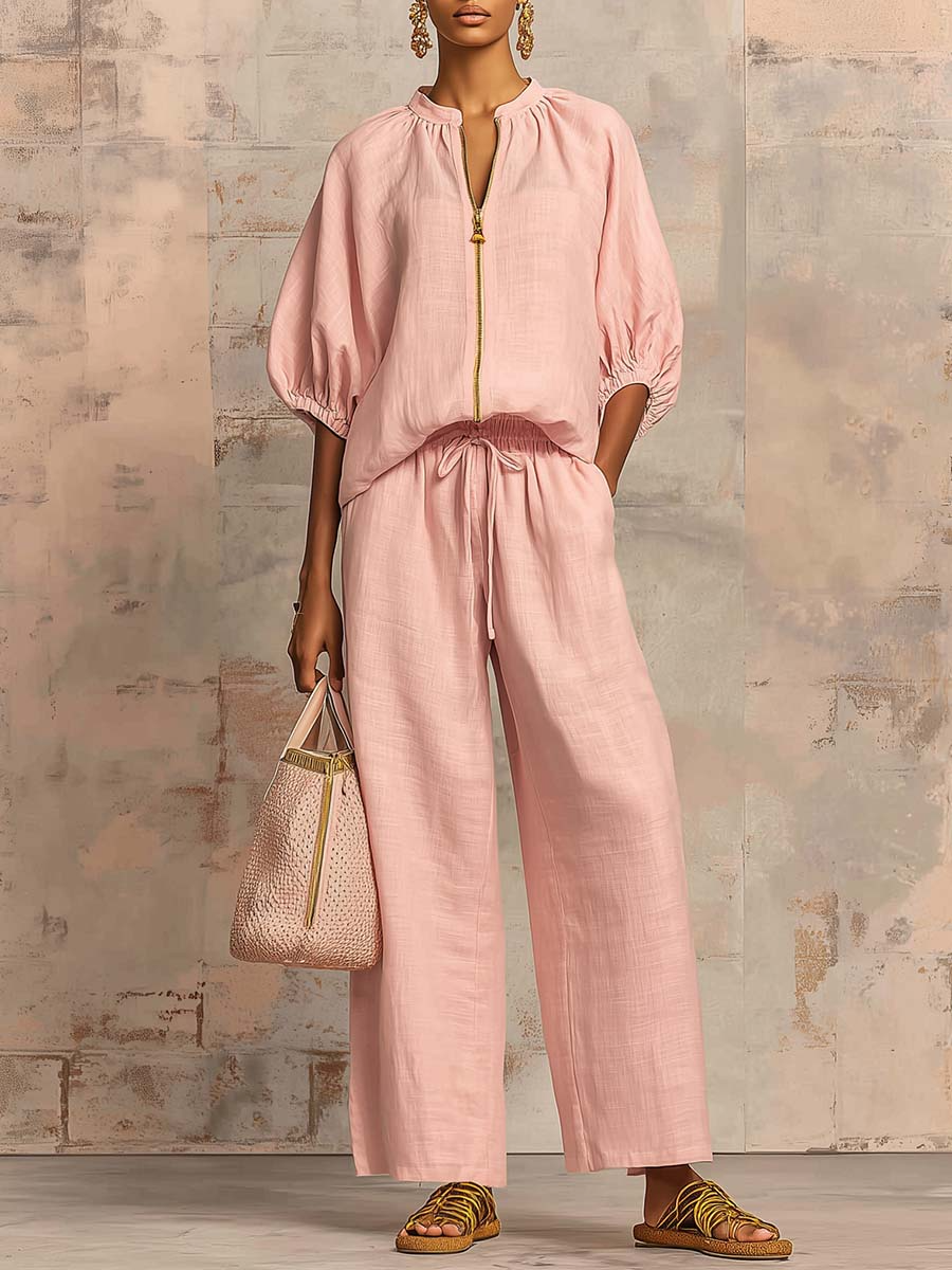 Isabel | Linen Shirt & Wide-Leg Pants Set