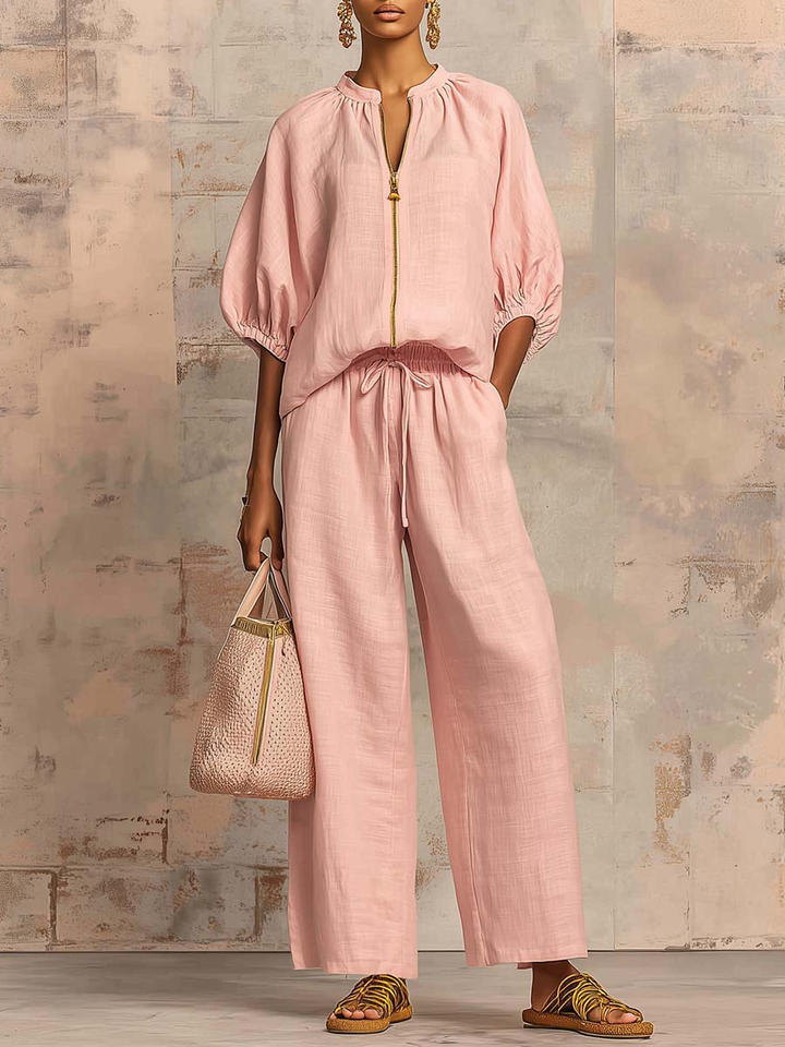 Isabel | Linen Shirt & Wide-Leg Pants Set