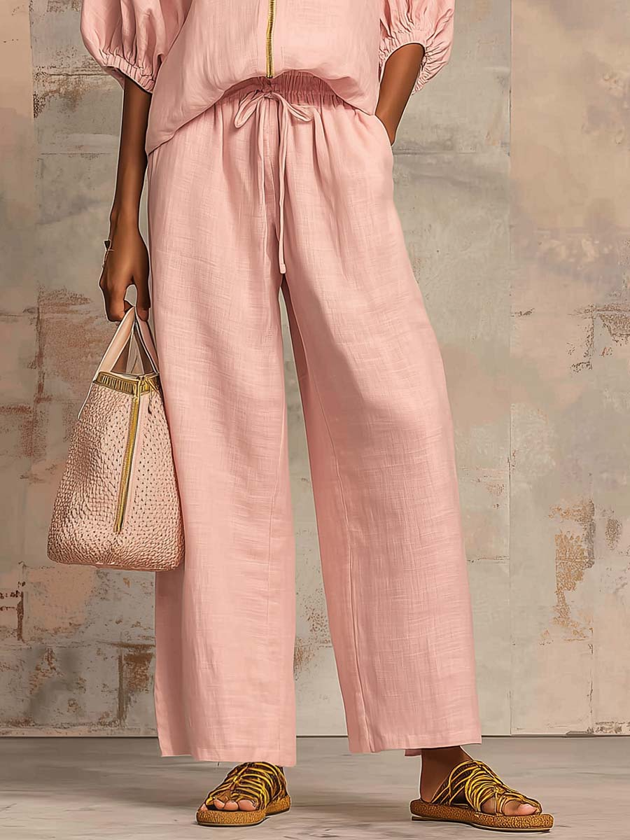 Isabel | Linen Shirt & Wide-Leg Pants Set