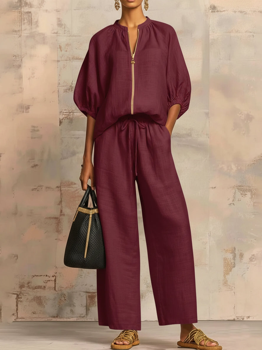 Isabel | Linen Shirt & Wide-Leg Pants Set