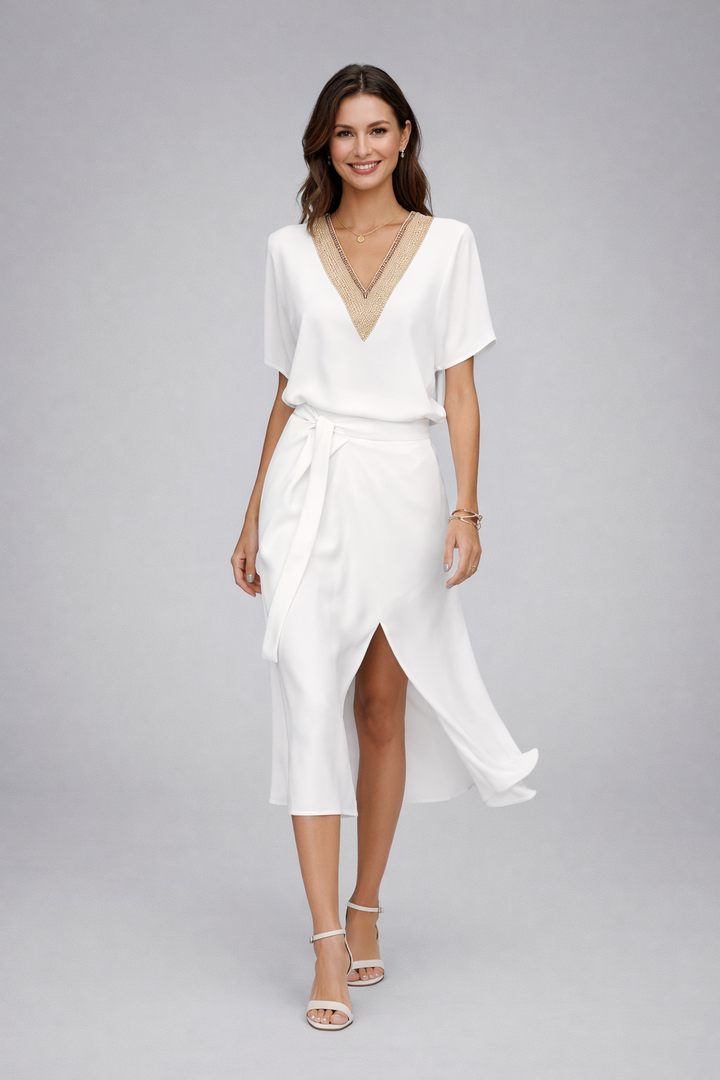 Claire | Linen Wrap Midi Dress