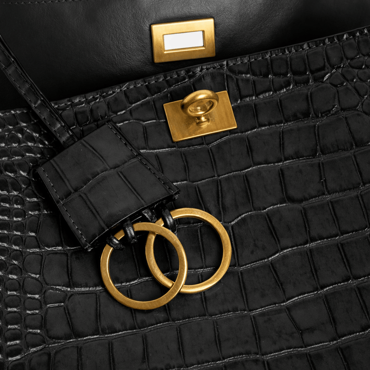 Moira Coccodrillo Bag - Large Size, Black