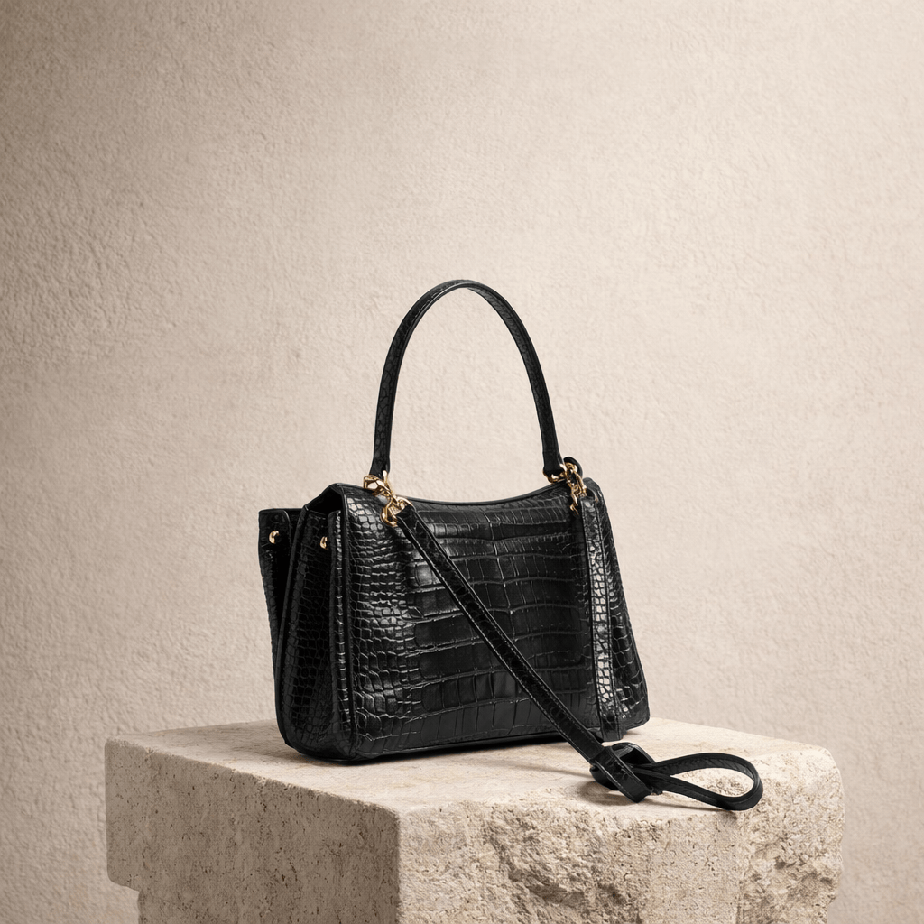 Moira Coccodrillo Bag - Large Size, Black