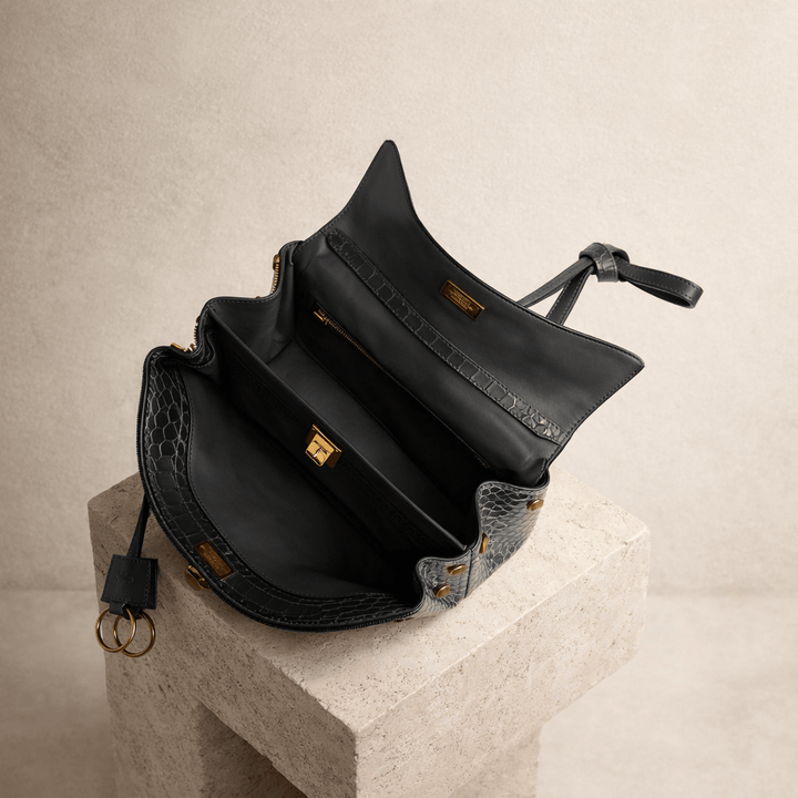 Moira Coccodrillo Bag - Large Size, Black