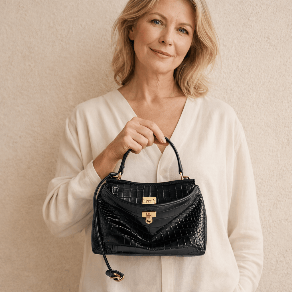 Moira Coccodrillo Bag - Large Size, Black