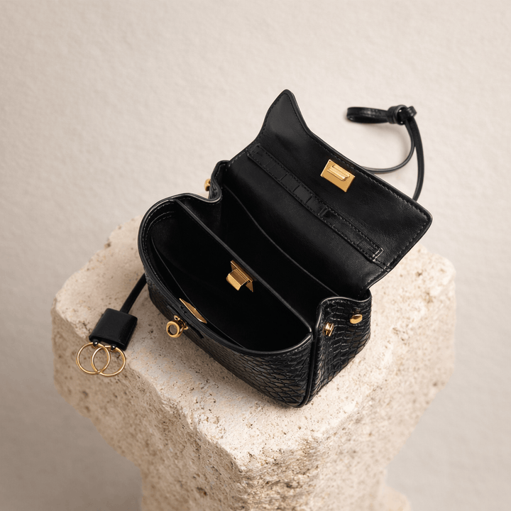 Moira Coccodrillo Bag - Large Size, Black