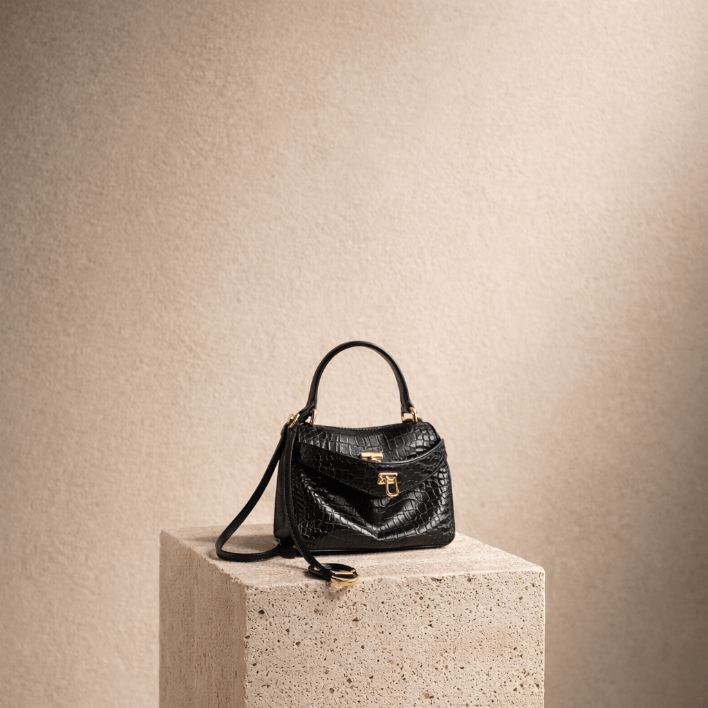 Moira Coccodrillo Bag - Large Size, Black