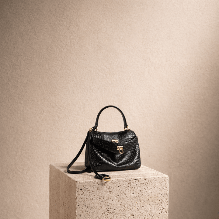 Moira Coccodrillo Bag - Large Size, Black