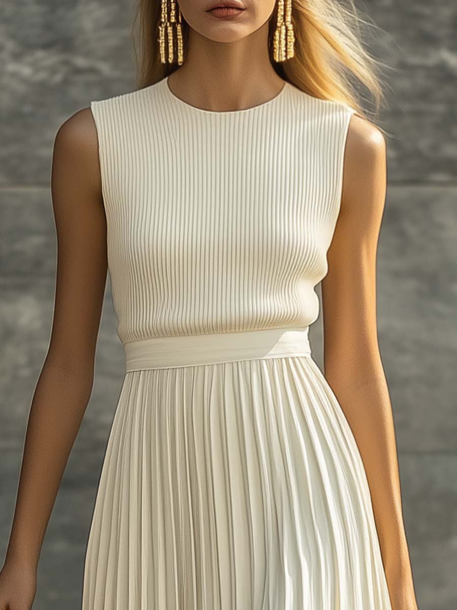 Maud | Knit Bodice Pleated Maxi Dress